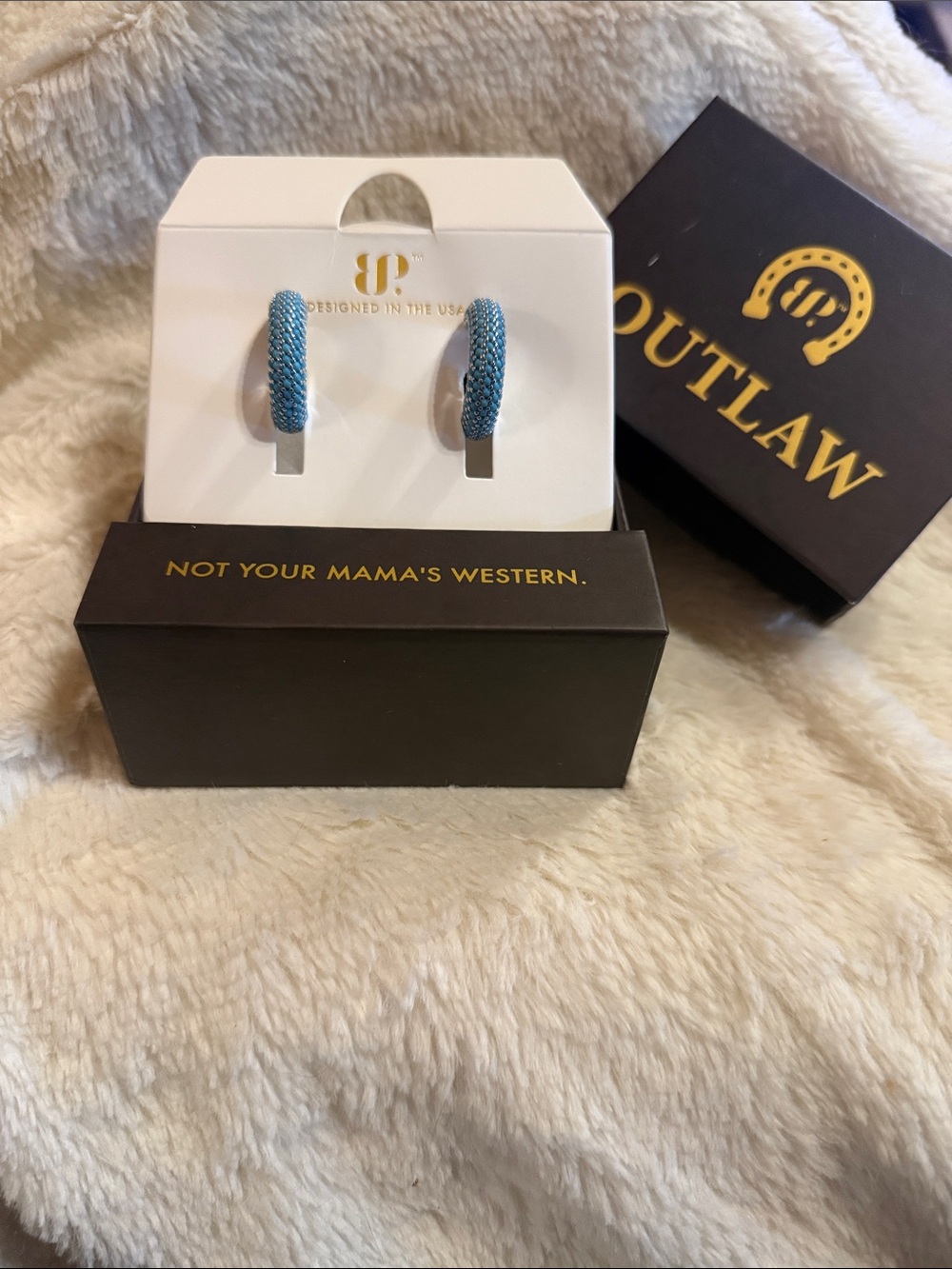 Outlaw Turquoise Magnesite Textured Hoop Earrings